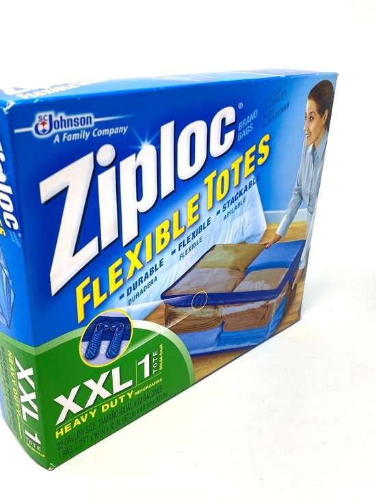Ziploc Flexible Tote 1 XXL Heavy Duty Zip Transparent Bag 22 Gallon Storage - Picture 1 of 6